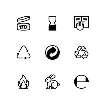 Cosmetics packaging symbols set.Vector Illustration Stock Illustration