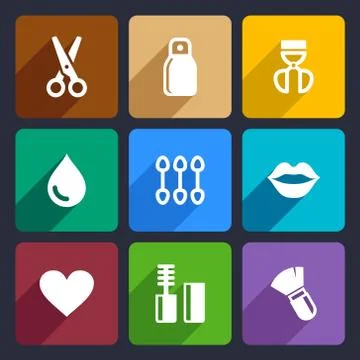 Cosmetics Perfume flat Icons Set 스톡 일러스트