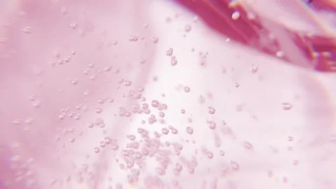 Cosmetics pink serum liquid bubble 3d abstract background. Cosmetic moisturizer Stock Footage 342907120