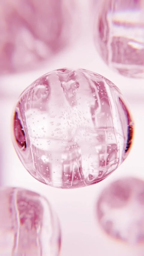 Cosmetics pink serum liquid bubbles 3d abstract background. Cosmetic moisturizer Stock Footage 344645022