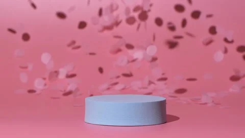 Cosmetics product mockup with confetti falling on pink background in slow motion 動画素材 172564163