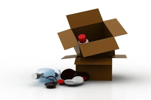 Cosmetics products in the box Free Stock Illustration