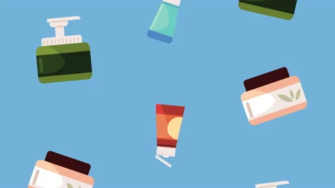 Cosmetics products pots pattern animation Stock Footage 201730697