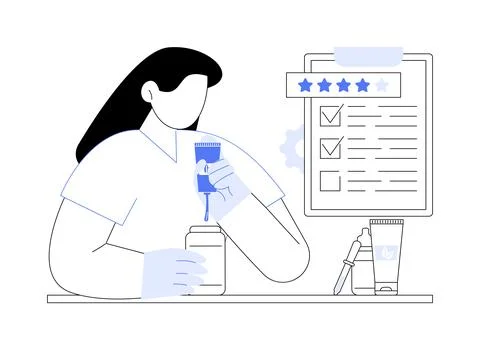 Cosmetics quality testing abstract concept vector illustration. Stock Illustration