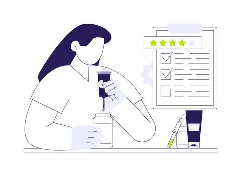 Cosmetics quality testing abstract concept vector illustration. Stock Illustration