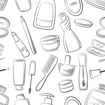 Cosmetics, Seamless Stock Illustration
