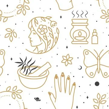 Cosmetics seamless texture, pattern, background, wallpaper, packaging design Stock Illustration