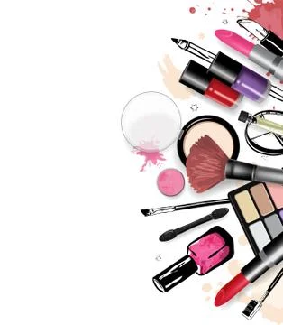 Cosmetics set, hand drawn style Stock Illustration