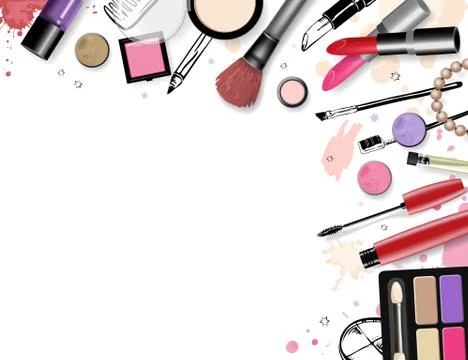Cosmetics set, hand drawn style Illustrazione stock