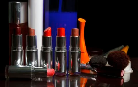 Cosmetics set for make-up artist Stock Photos