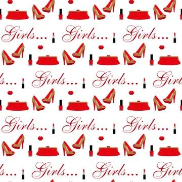 Cosmetics, shoes, bag. Seamless pattern Stock Illustration