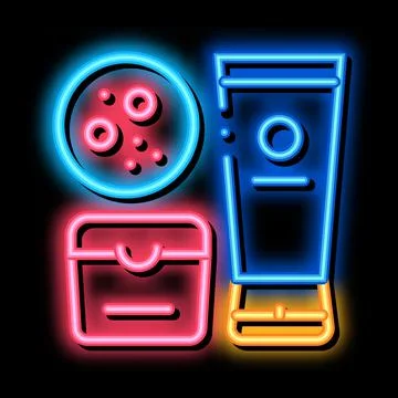 Cosmetics to solve problem neon glow icon illustration Illustrazione stock