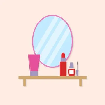 Cosmetics on the table . Stock Illustration