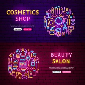 Cosmetics Website Banners Stock Illustration