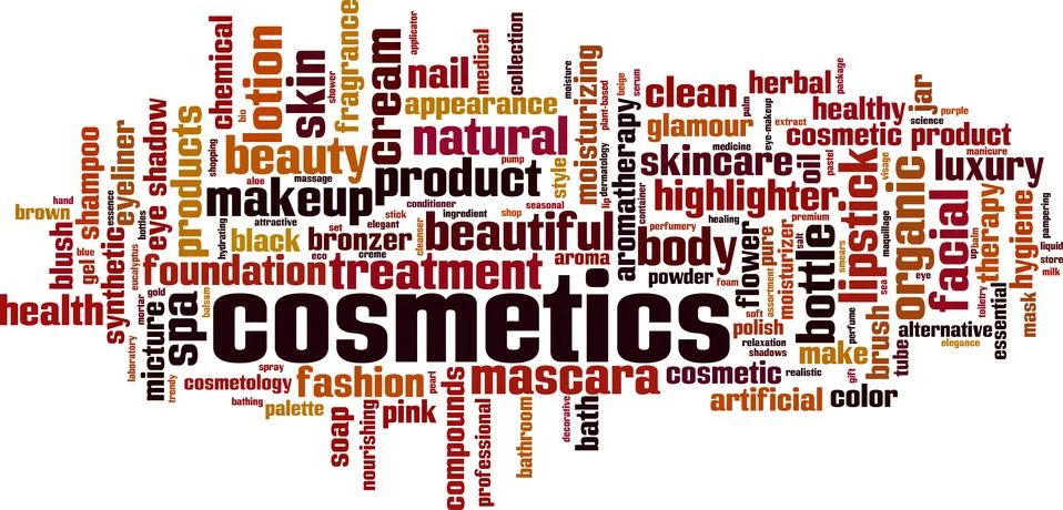 Cosmetics word cloud Stock Illustration