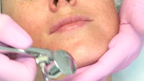 Cosmetologist performs oxygen lifting Stock Footage 105802642