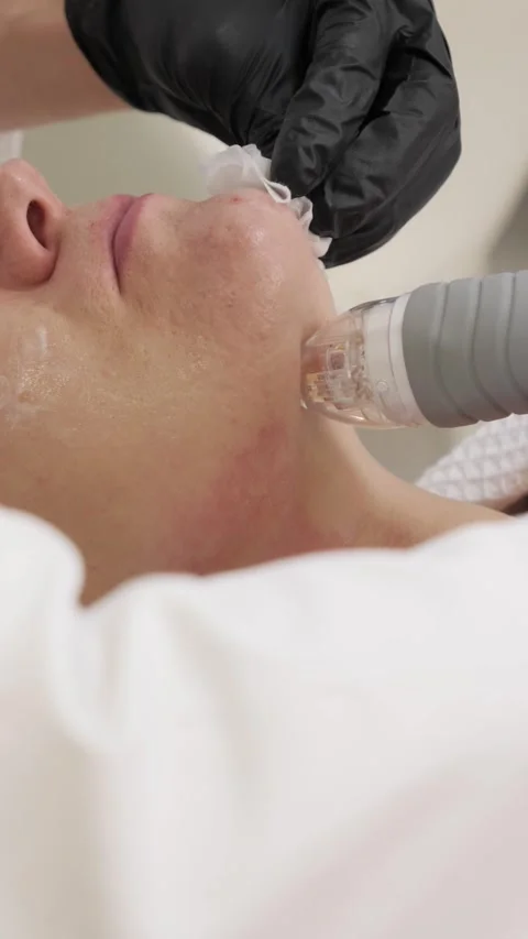 Cosmetologist performs RF lifting procedure Stock Footage 267590908