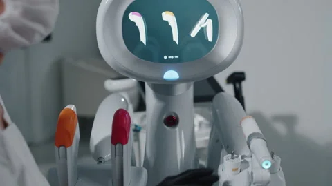 Cosmetologist preparing multifunctional laser machine for treatment Video stock 311042797