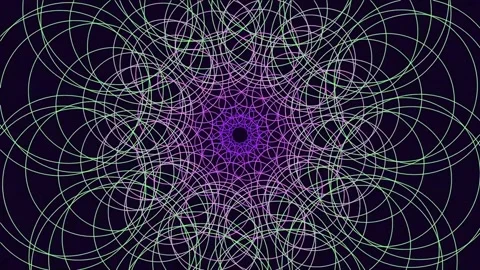 Cosmic abstract geometry pattern: intricate mandala of glowing purple circl.. Stock Footage 340380167