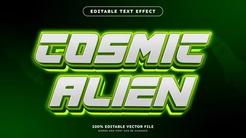 Cosmic Alien editable text effect in Green modern trend style Stock Illustration