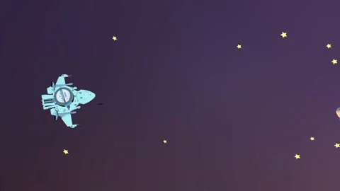 Cosmic area, ship in space arcade fake gameplay animation Stock Footage 167655244