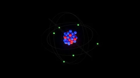Cosmic atom model on black background. 3D Render Illustrazione stock