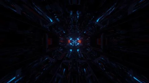 A cosmic background with blue laser lights with cool shapes - perfect for a d Stock Illustration