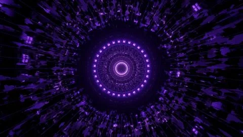 Cosmic background with a circle of purple laser lights Stock Illustration