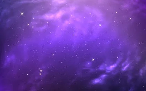 Cosmic background. Purple nebula with magic light. Fantasy outer space with.. Stock Illustration
