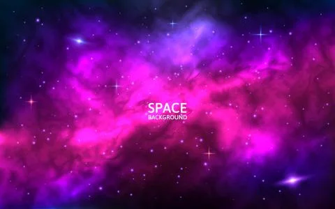 Cosmic background. Space backdrop with bright stars, stardust and nebula Stock-Illustration