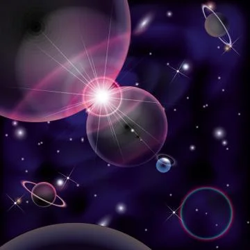 Cosmic Bright Background, space planets collision Stock Illustration