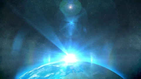 Cosmic bright blue light behind the planet Earth Stock-Footage 138548164