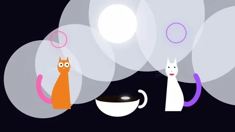 Cosmic Cats Seamless Loop - Generative Space Art with Pulsing Moon loop Stock Footage 335099325
