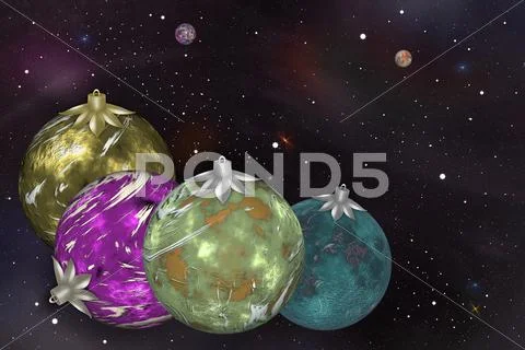 Cosmic christmas balls of planets Stock Illustration