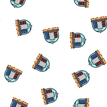 Cosmic city under dome vector seamless pattern Stock Illustration