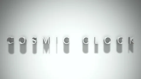 Cosmic clock 3D title animation with shadows on a white background Stock Footage 297855982