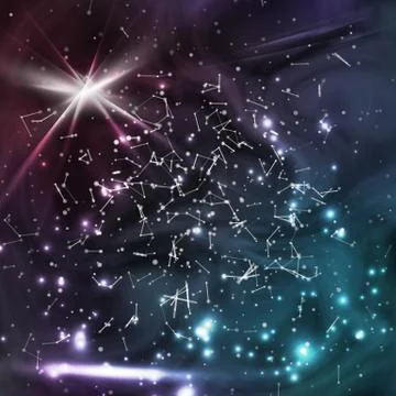Cosmic Constellations Modern Background Vector. Sparkling Nights Abstract Sky Stock Illustration