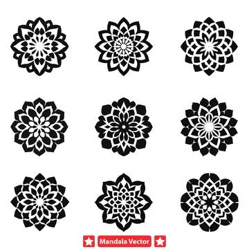 Cosmic Creations  Mandala Vector Set for Celestial Artistry Stock Illustration