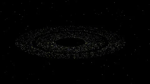 Cosmic dust ring and particle disk animation with orbiting stellar debris a.. Stock Footage 343506834