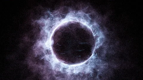 Cosmic energy strings. Energy flows in the form of thin bright elements Video stock 218404948