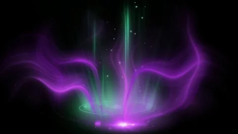 Cosmic energy vortex with vibrant neon light beams. Abstract futuristic glow Stockbeeldmateriaal 339394510