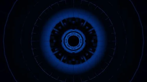 Cosmic environment with a blue circle of lights with a black background Stock Illustration