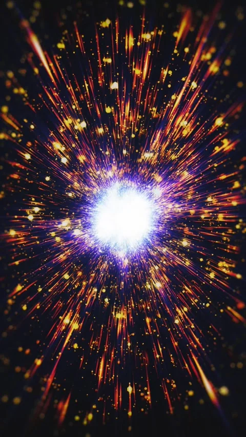 Cosmic Explosion Golden Rays And Purple Light Burst Video stock 342492180