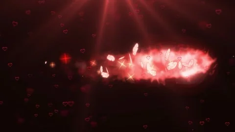 Cosmic explosion with red plasma and light rays in deep space background Видео 346198399