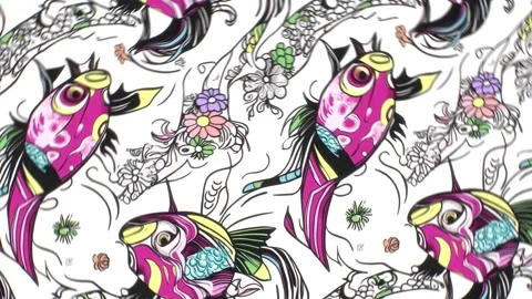 Cosmic Fish Dance – Rotation Motion Stock Footage 306522635