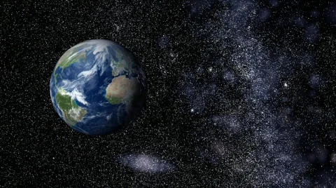 Cosmic flight from the Earth through stars, HD Stock Footage 741114