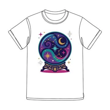 Cosmic fortune teller crystal ball illustration graphic t shirt design イラスト素材