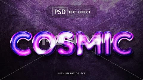 Cosmic galaxy 3d editable font effect PSD Template