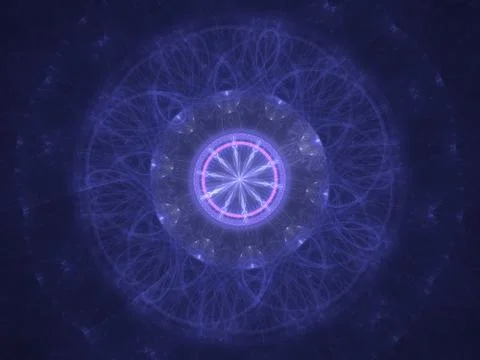 Cosmic geometry. Light phenomena in space. Flash and lightning in the languid Ilustración de archivo