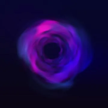 A cosmic halo cloud in neon pink and purple tones, glow effect, black background Illustrazione stock